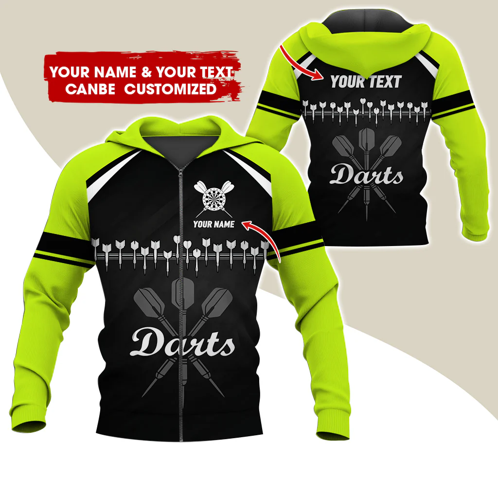 Customized Name & Text Darts Row Premium Zip Hoodie, Personalized Dartboard Team Zip Hoodie For Men & Women - Gift For Darts Lovers, Darts Players - Image 5