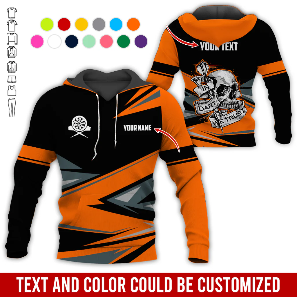 Customized Name & Text Darts Skull Premium Hoodie, In Darts We Trust Hoodie For Men & Women, Perfect Gift For Darts Lovers, Friend, Family - Image 10
