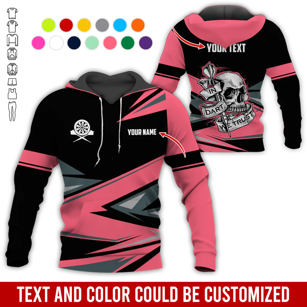 Customized Name & Text Darts Skull Premium Hoodie, In Darts We Trust Hoodie For Men & Women, Perfect Gift For Darts Lovers, Friend, Family - Image 11