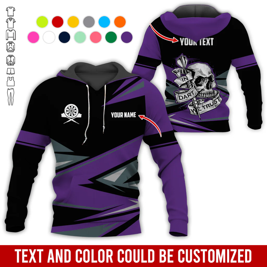 Customized Name & Text Darts Skull Premium Hoodie, In Darts We Trust Hoodie For Men & Women, Perfect Gift For Darts Lovers, Friend, Family - Image 12