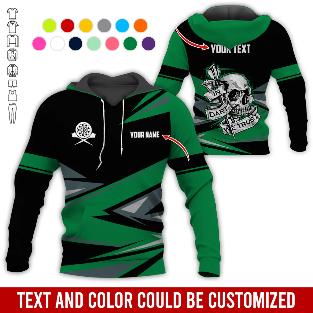 Customized Name & Text Darts Skull Premium Hoodie, In Darts We Trust Hoodie For Men & Women, Perfect Gift For Darts Lovers, Friend, Family - Image 6