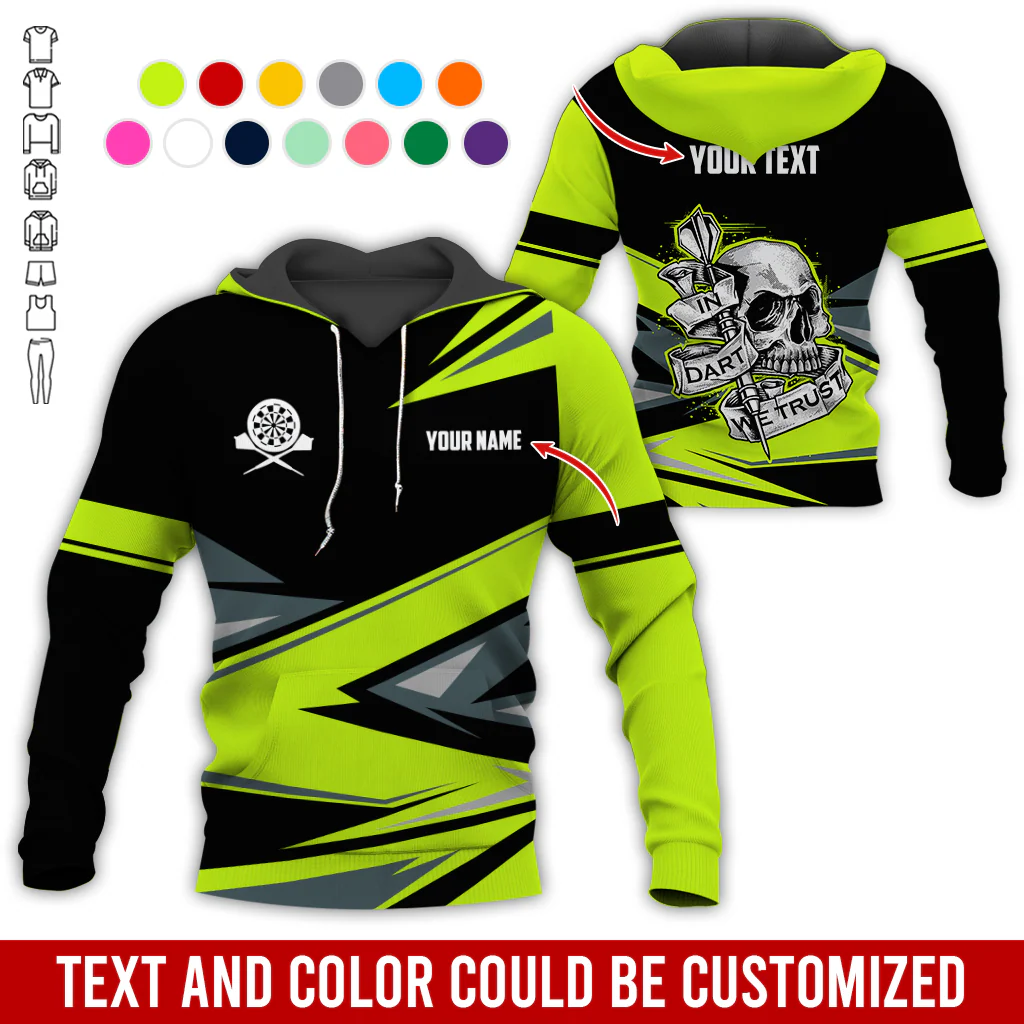 Customized Name & Text Darts Skull Premium Hoodie, In Darts We Trust Hoodie For Men & Women, Perfect Gift For Darts Lovers, Friend, Family - Image 7