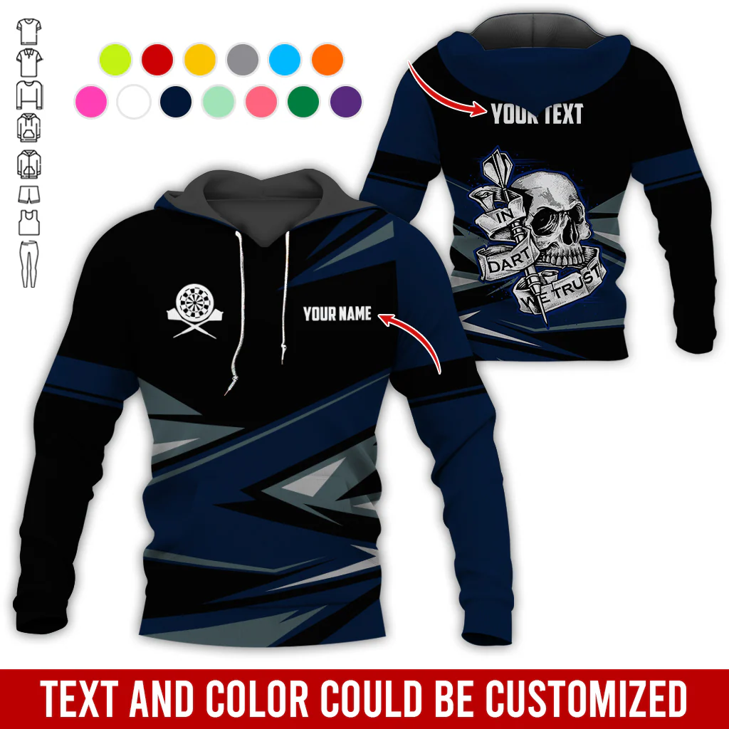Customized Name & Text Darts Skull Premium Hoodie, In Darts We Trust Hoodie For Men & Women, Perfect Gift For Darts Lovers, Friend, Family - Image 8