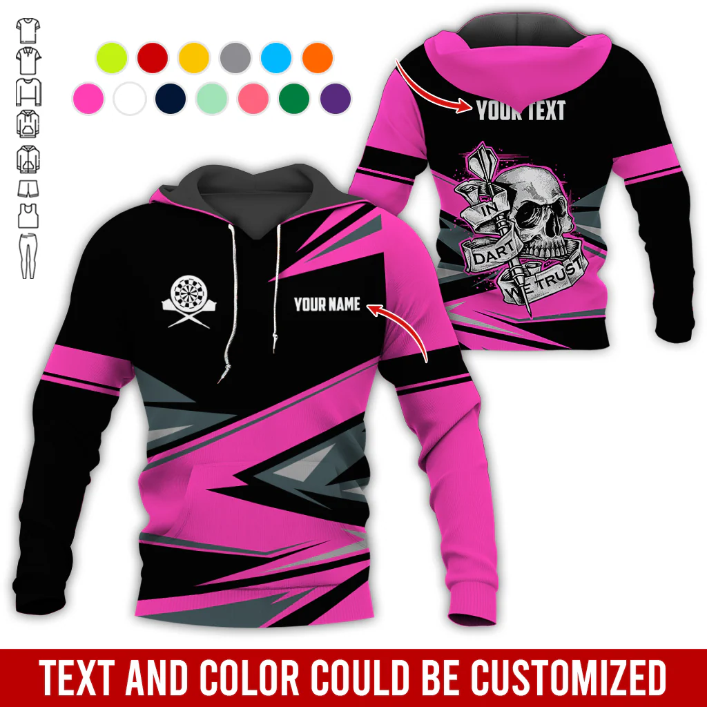 Customized Name & Text Darts Skull Premium Hoodie, In Darts We Trust Hoodie For Men & Women, Perfect Gift For Darts Lovers, Friend, Family - Image 9