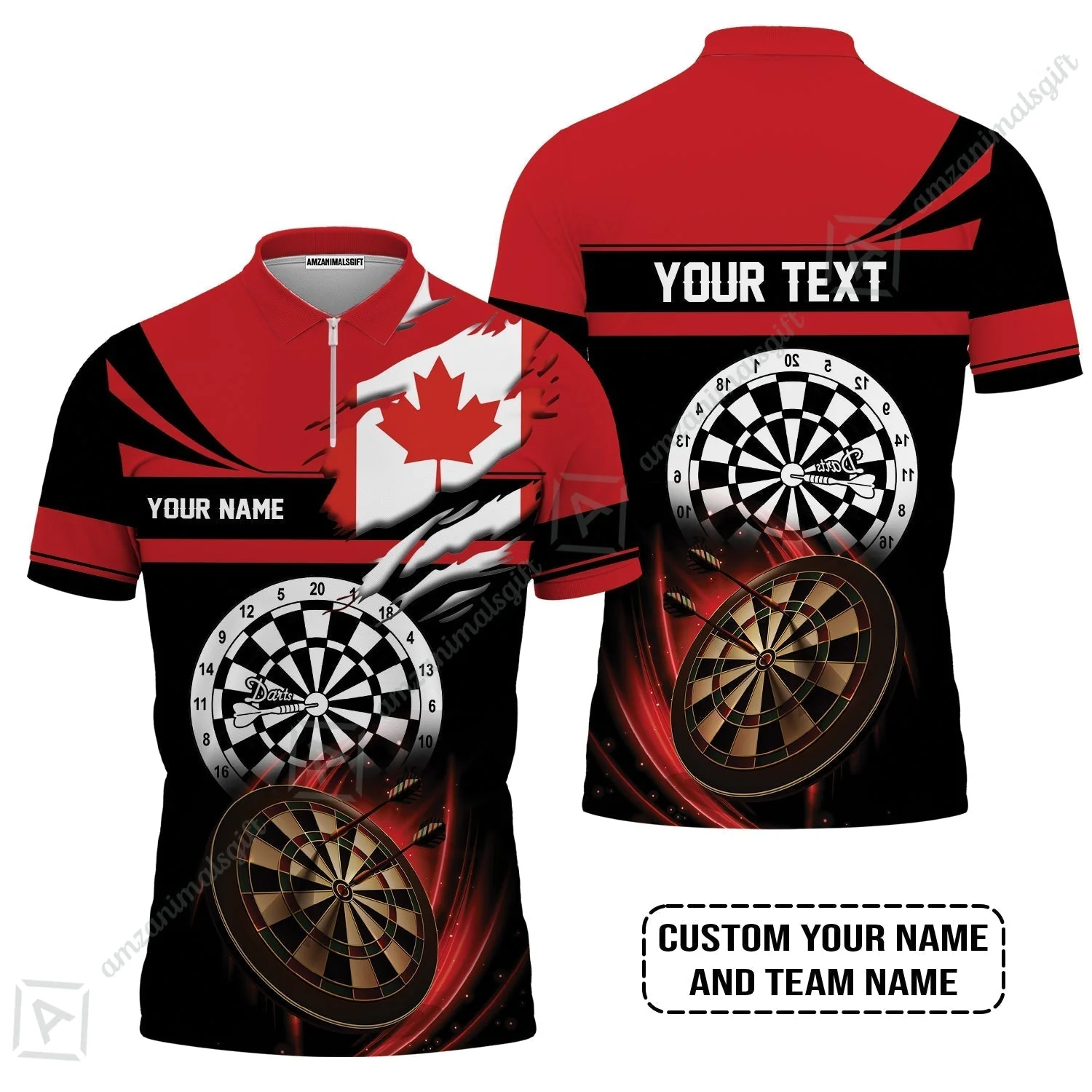 Customized Name & Text Darts Sweatshirt, Canada Flag Personalized Name Darts Sweatshirt - Image 4