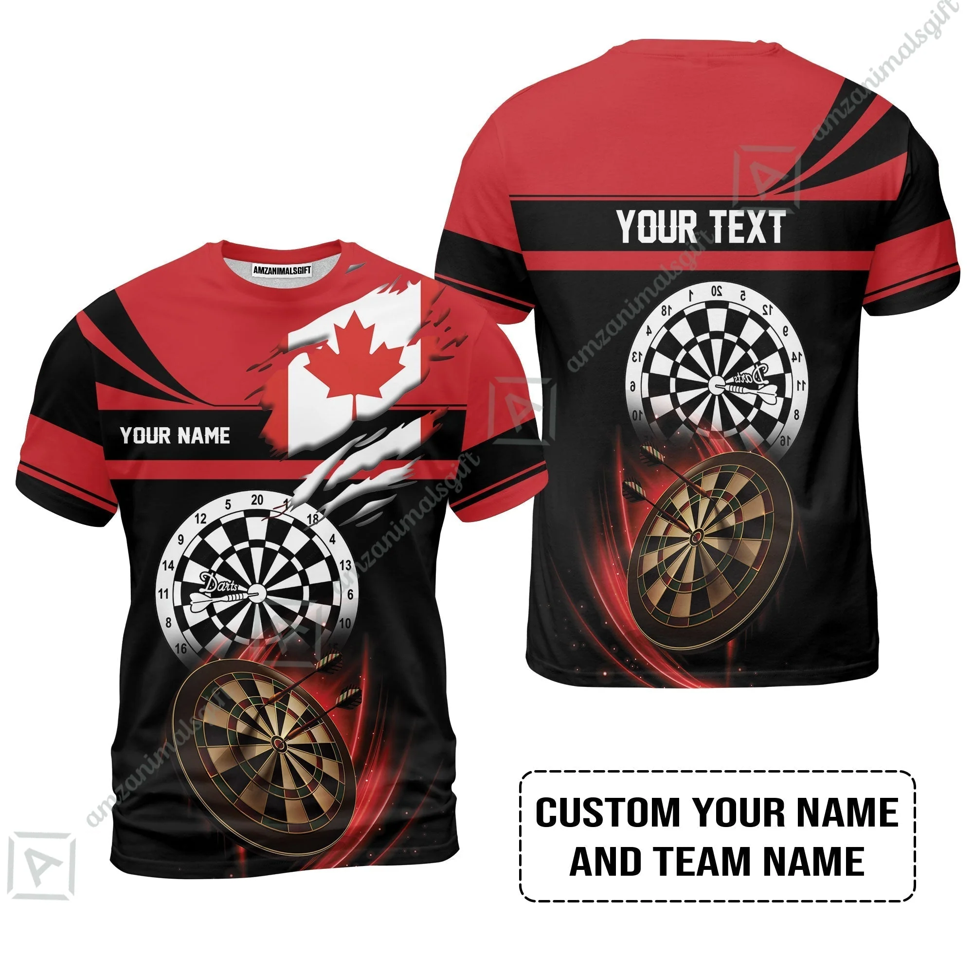 Customized Name & Text Darts Sweatshirt, Canada Flag Personalized Name Darts Sweatshirt - Image 8