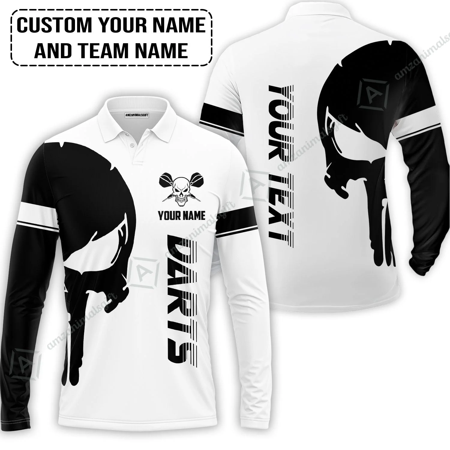 Customized Name & Text Darts Sweatshirt, Darts Skull Personalized Name Darts Sweatshirt - Image 5