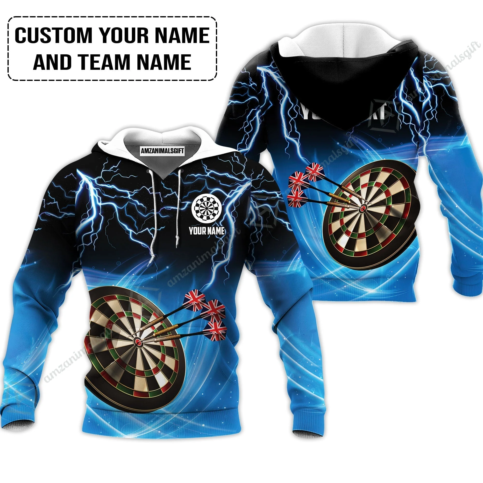 Customized Name & Text Darts Sweatshirt, Kingdom of England Darts Personalized Darts Sweatshirt - Image 3