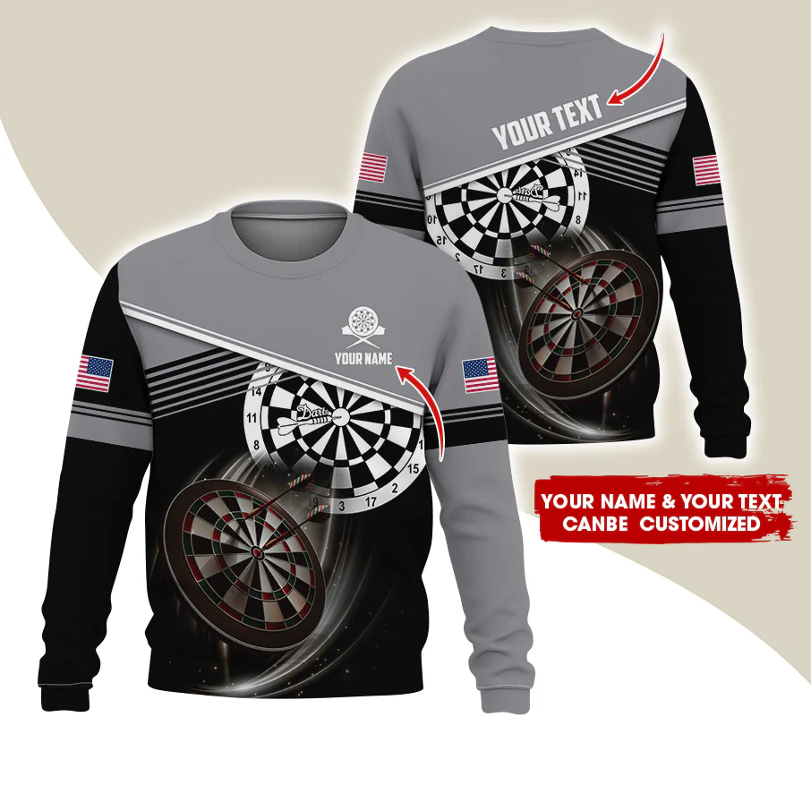 Customized Name & Text Darts Sweatshirt, Personalized Darts American Logo Sweatshirt For Men & Women - Gift For Darts Lovers, Darts Players - Image 11
