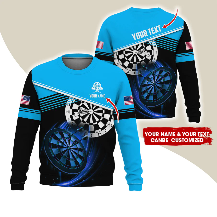 Customized Name & Text Darts Sweatshirt, Personalized Darts American Logo Sweatshirt For Men & Women - Gift For Darts Lovers, Darts Players - Image 12