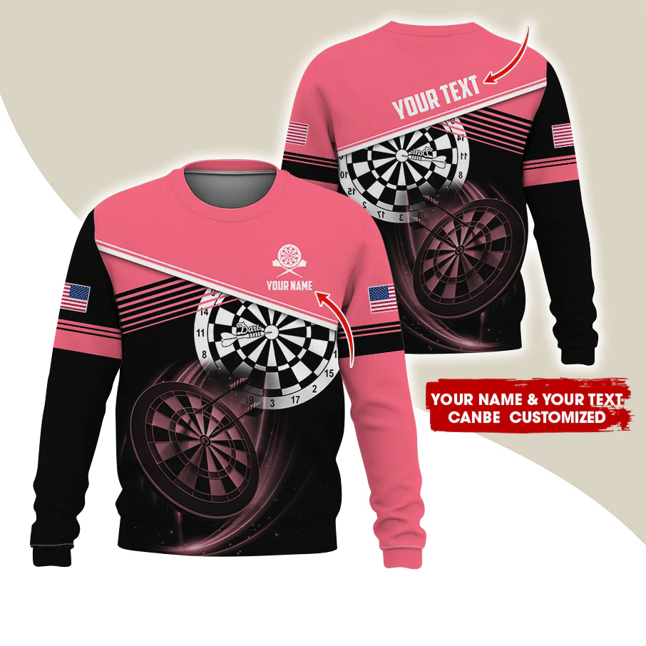 Customized Name & Text Darts Sweatshirt, Personalized Darts American Logo Sweatshirt For Men & Women - Gift For Darts Lovers, Darts Players - Image 5