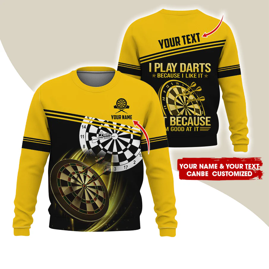 Customized Name & Text Darts Sweatshirt, Personalized I Play Darts Sweatshirt For Men & Women - Gift For Darts Lovers, Darts Players - Image 3