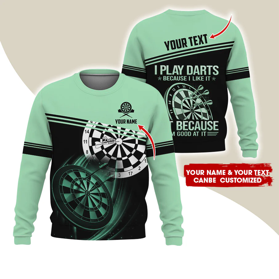 Customized Name & Text Darts Sweatshirt, Personalized I Play Darts Sweatshirt For Men & Women - Gift For Darts Lovers, Darts Players - Image 4