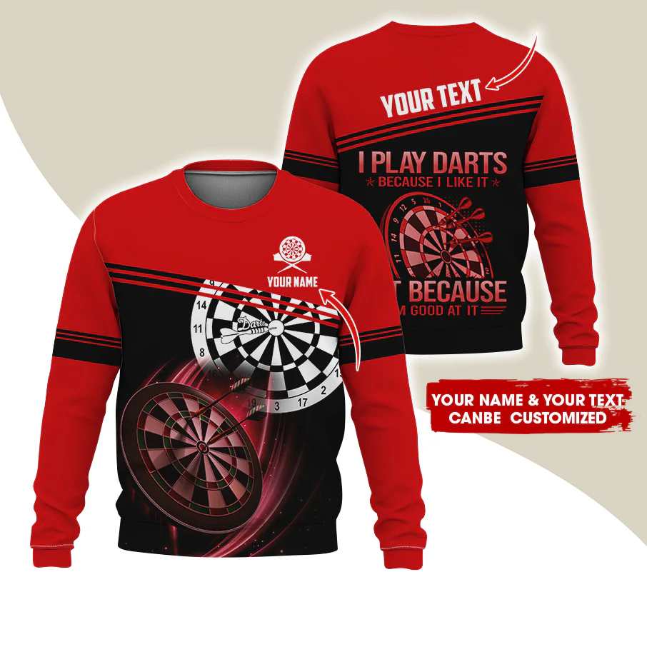 Customized Name & Text Darts Sweatshirt, Personalized I Play Darts Sweatshirt For Men & Women - Gift For Darts Lovers, Darts Players - Image 5
