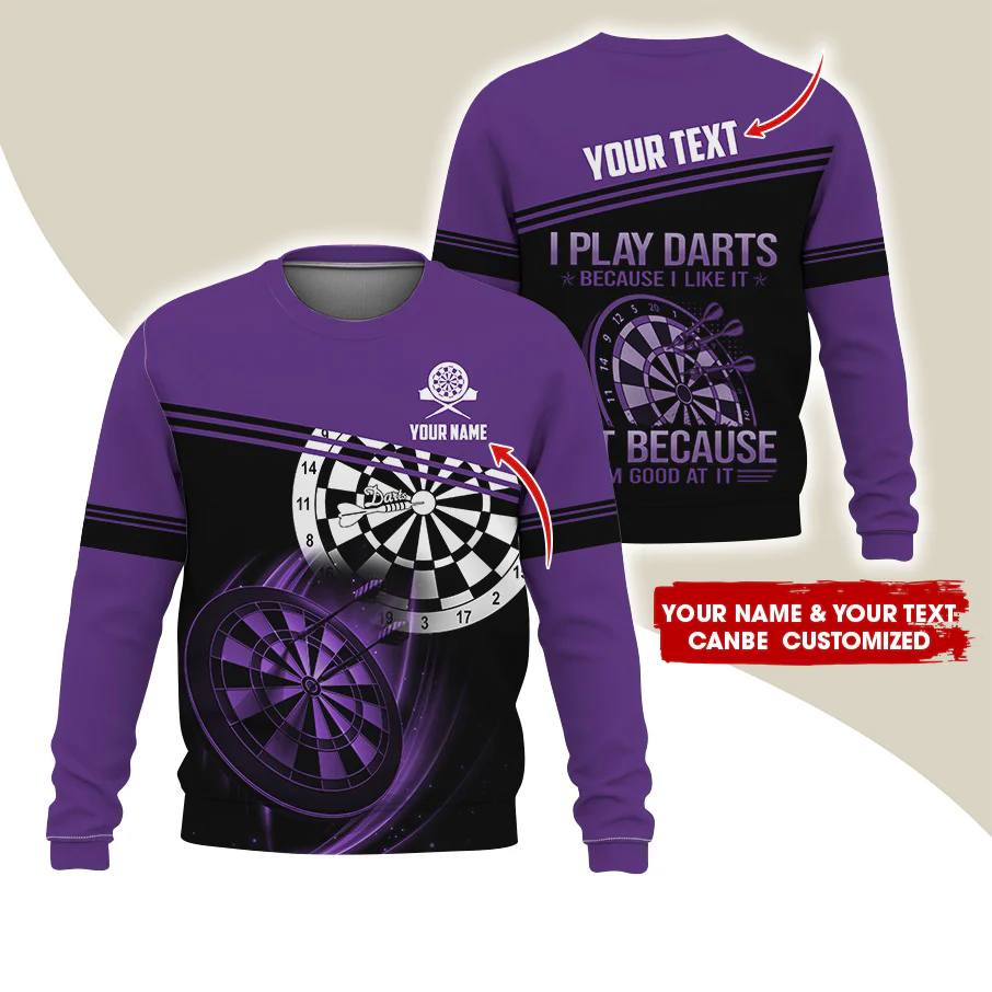 Customized Name & Text Darts Sweatshirt, Personalized I Play Darts Sweatshirt For Men & Women - Gift For Darts Lovers, Darts Players - Image 6