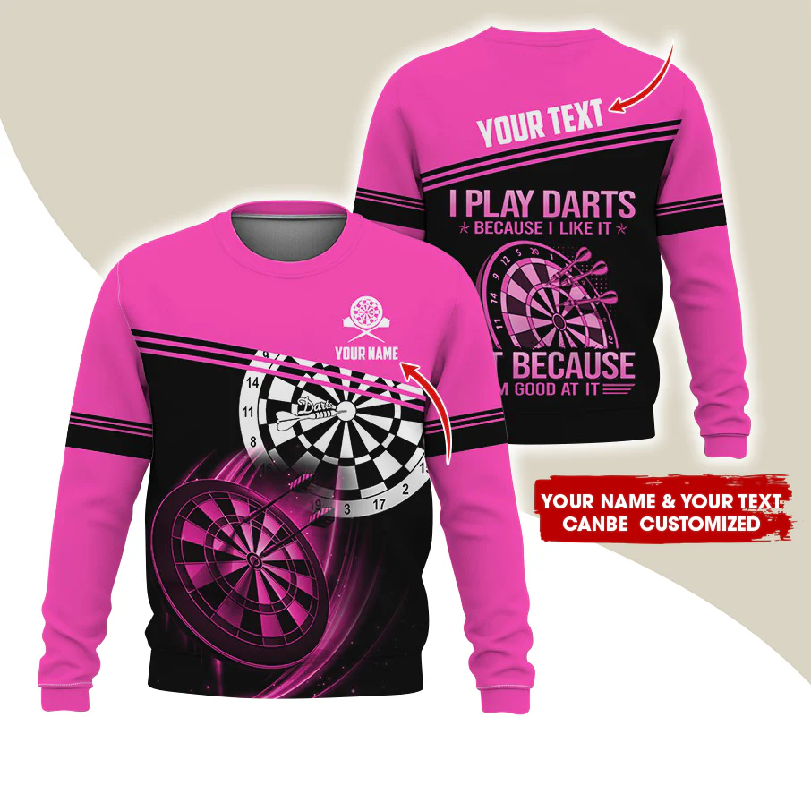 Customized Name & Text Darts Sweatshirt, Personalized I Play Darts Sweatshirt For Men & Women - Gift For Darts Lovers, Darts Players - Image 9