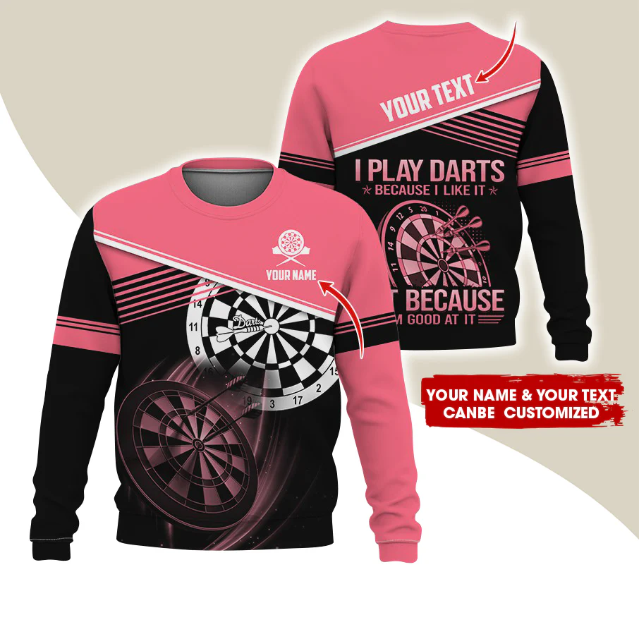 Customized Name & Text Darts Sweatshirt, Personalized I Play Darts Sweatshirt For Men & Women - Gift For Darts Lovers, Darts Players - Image 4