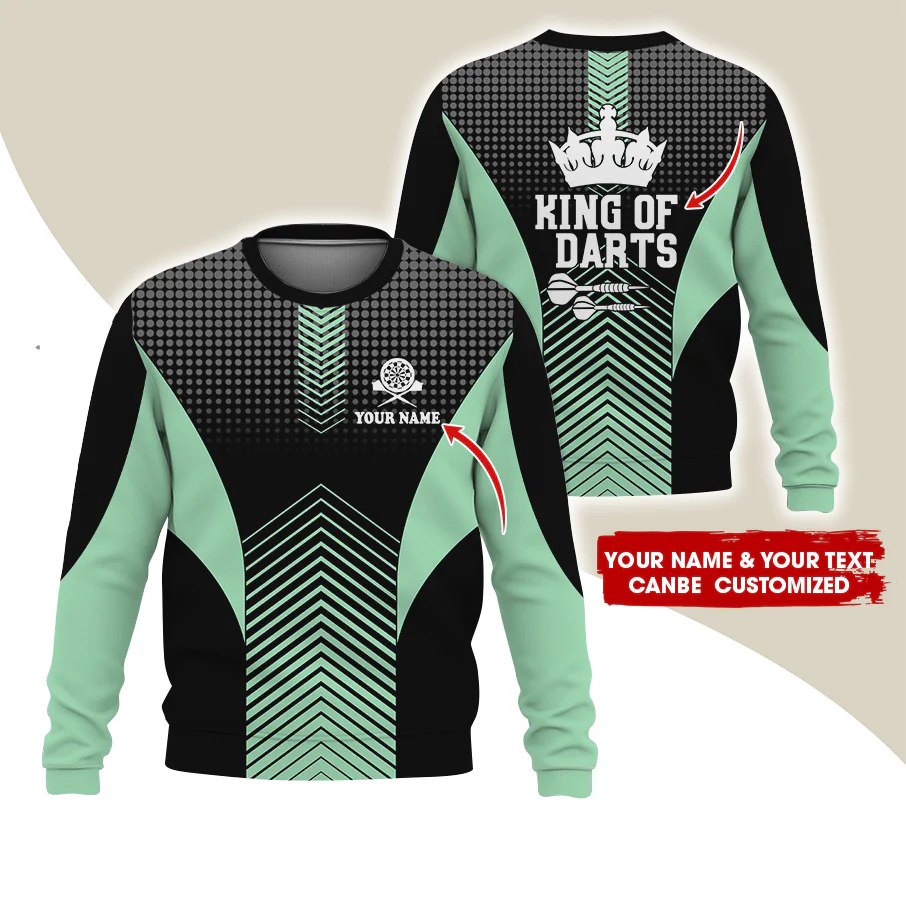 Customized Name & Text Darts Sweatshirt, Personalized King Of Darts Sweatshirt For Men & Women - Gift For Darts Lovers, Darts Players - Image 3