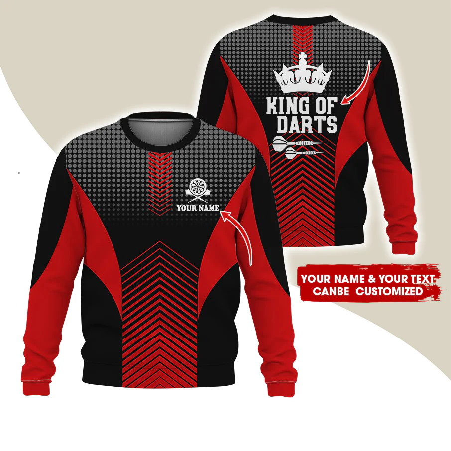 Customized Name & Text Darts Sweatshirt, Personalized King Of Darts Sweatshirt For Men & Women - Gift For Darts Lovers, Darts Players - Image 4