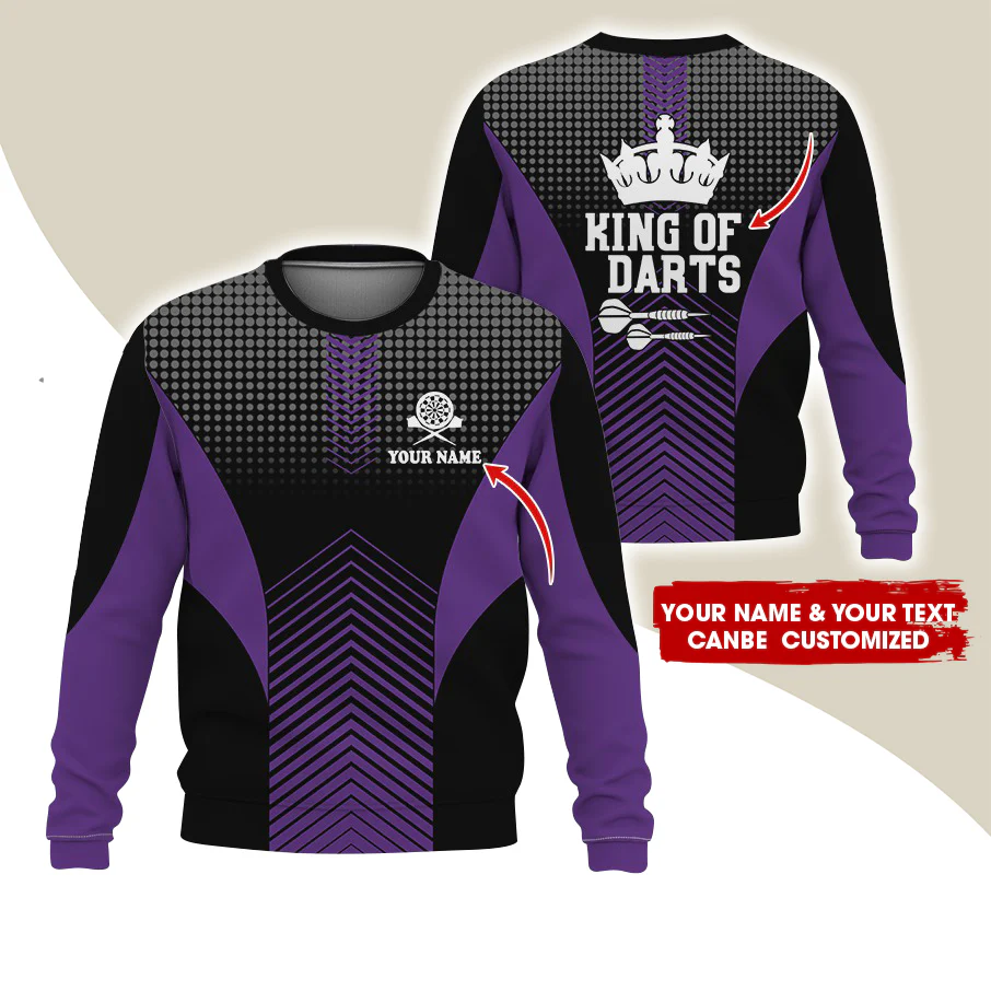 Customized Name & Text Darts Sweatshirt, Personalized King Of Darts Sweatshirt For Men & Women - Gift For Darts Lovers, Darts Players - Image 5