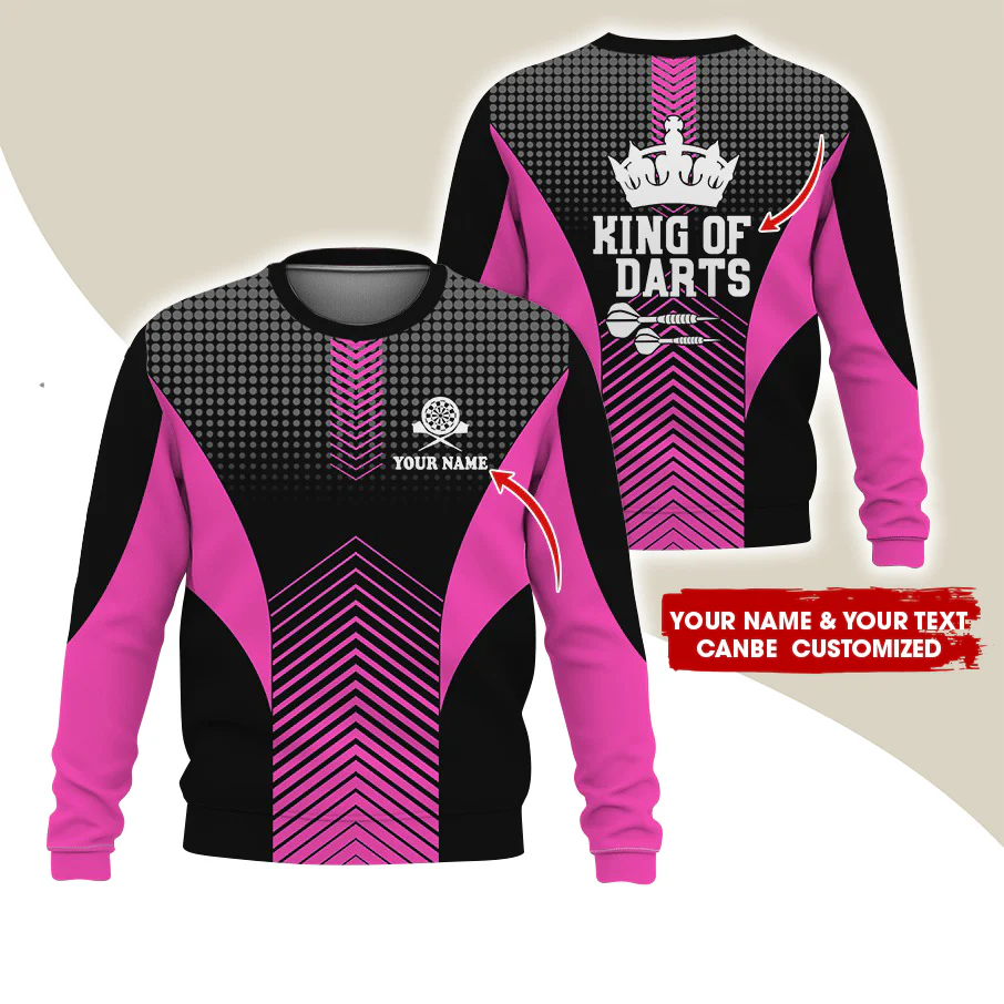 Customized Name & Text Darts Sweatshirt, Personalized King Of Darts Sweatshirt For Men & Women - Gift For Darts Lovers, Darts Players - Image 8