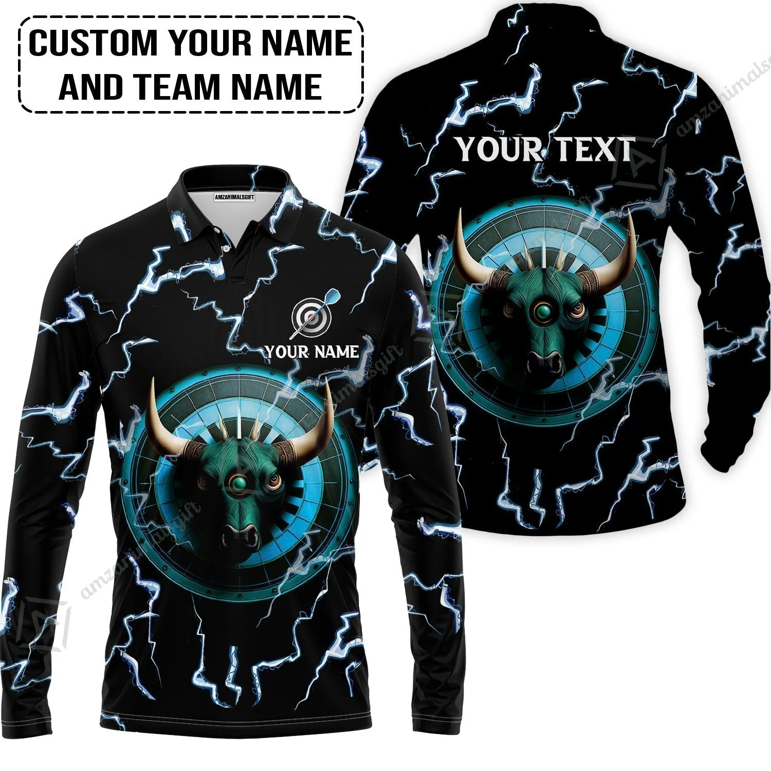 Customized Name & Text Darts Sweatshirt, Personalized Name Bullseye Dartboard Sweatshirt - Image 7
