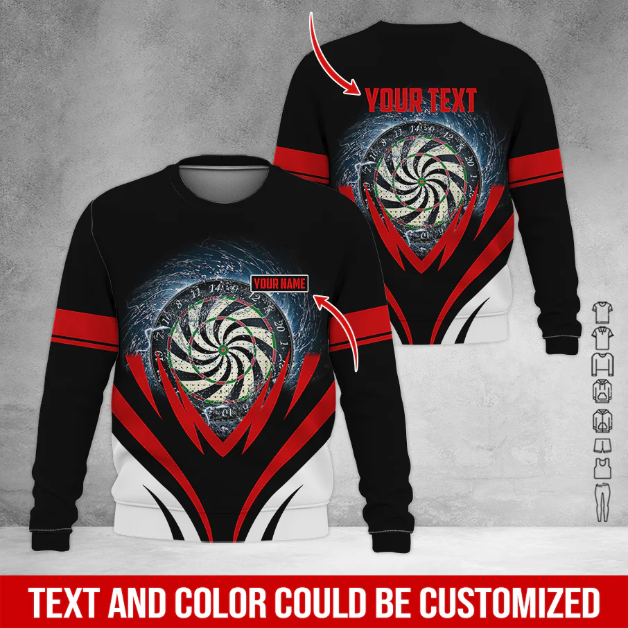 Customized Name & Text Darts Sweatshirt, Personalized Name Dartboard Sweatshirt For Men & Women - Gift For Darts Lovers, Darts Players - Image 4