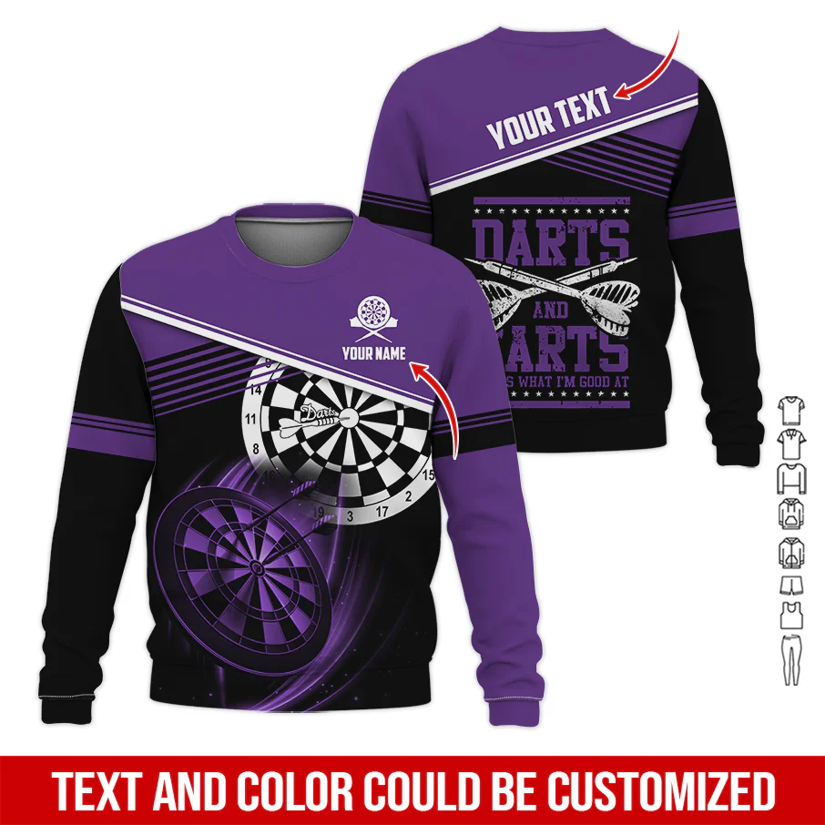 Customized Name & Text Darts Sweatshirt, Personalized Name Darts & Farts Sweatshirt For Men & Women - Gift For Darts Lovers, Darts Players - Image 6