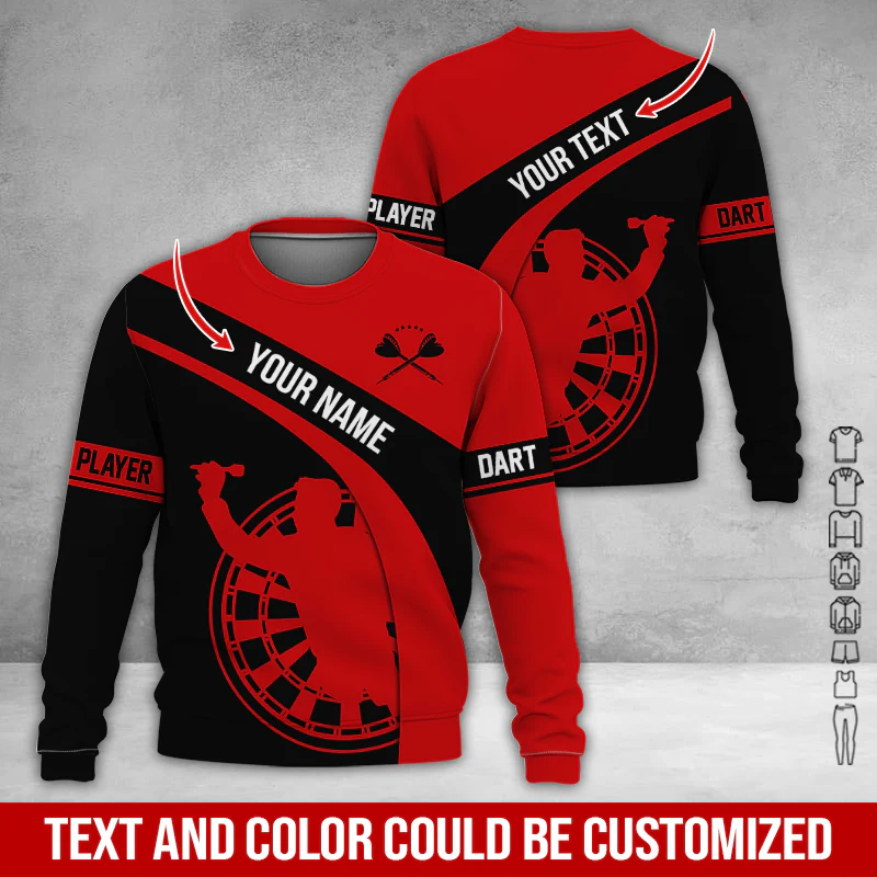 Customized Name & Text Darts Sweatshirt, Personalized Name Darts Player Sweatshirt For Men & Women - Gift For Darts Lovers, Darts Players - Image 3