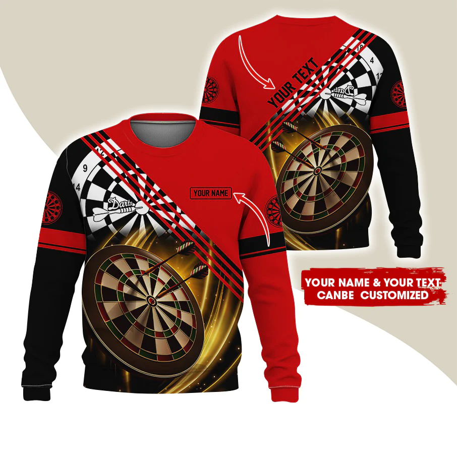 Customized Name & Text Darts Sweatshirt, Personalized Name Darts Uniform Sweatshirt For Men & Women - Gift For Darts Lovers, Darts Players - Image 2