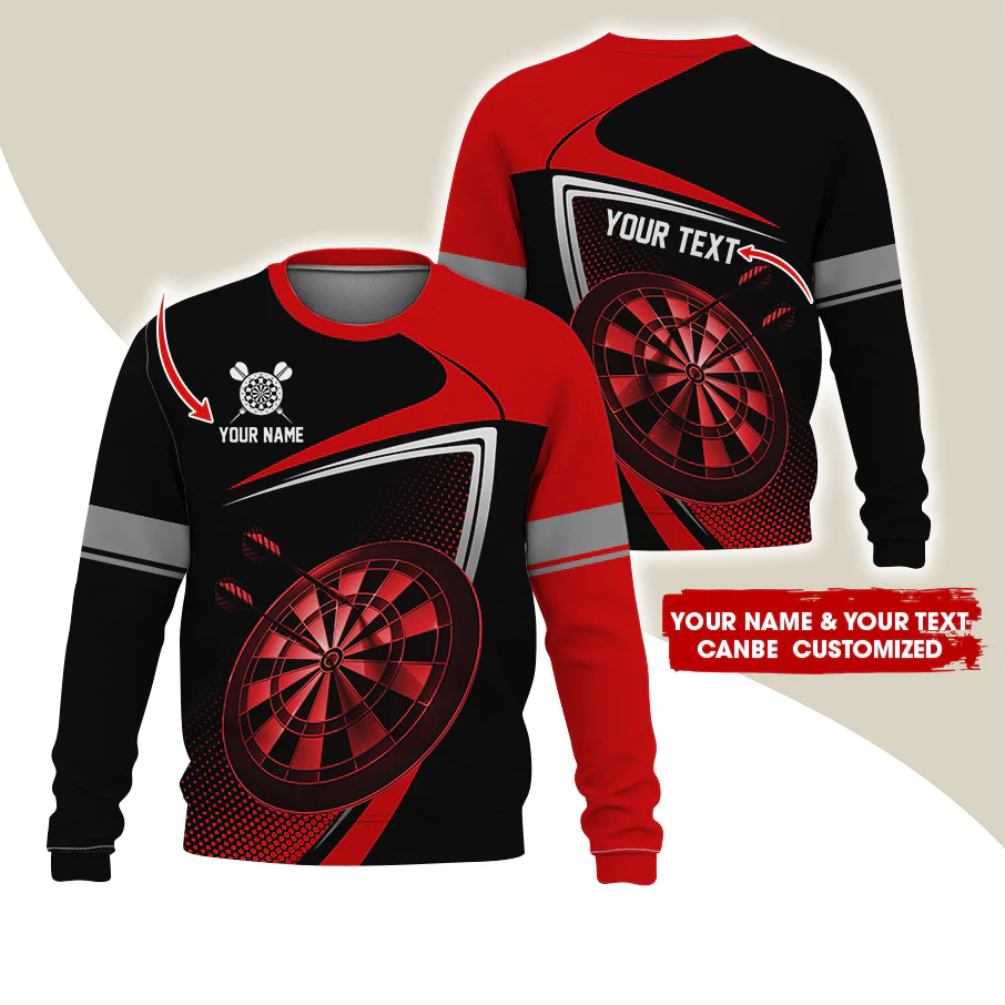 Customized Name & Text Darts Sweatshirt, Personalized Name Love Darts Sweatshirt For Men & Women - Gift For Darts Lovers, Darts Players - Image 2