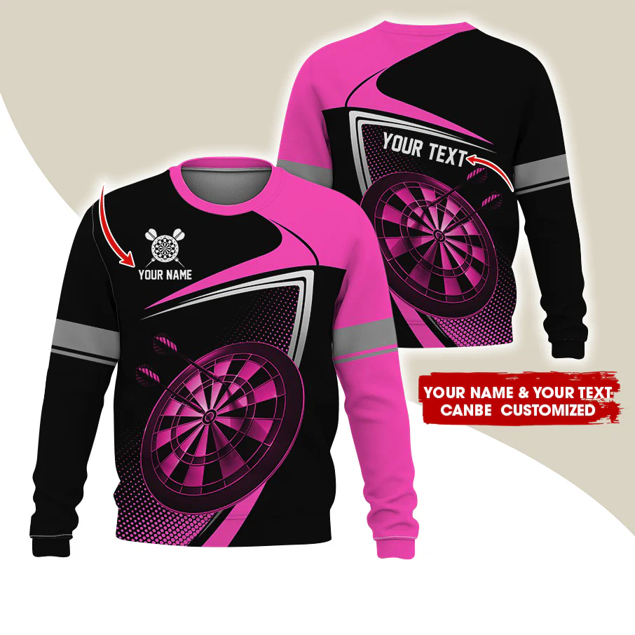 Customized Name & Text Darts Sweatshirt, Personalized Name Love Darts Sweatshirt For Men & Women - Gift For Darts Lovers, Darts Players - Image 4