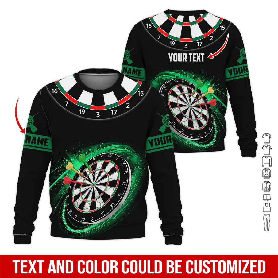 Customized Name & Text Darts Sweatshirt, Personalized Name Red Dartboard Sweatshirt For Men & Women - Gift For Darts Lovers, Darts Players - Image 2