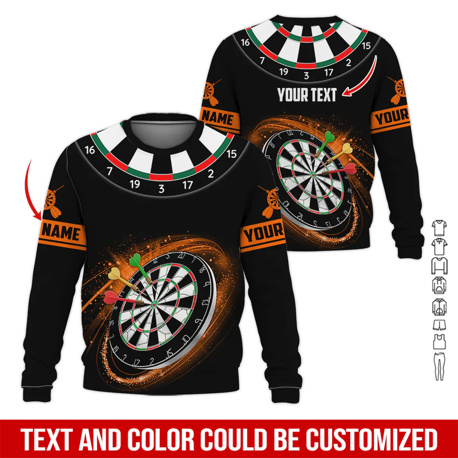 Customized Name & Text Darts Sweatshirt, Personalized Name Red Dartboard Sweatshirt For Men & Women - Gift For Darts Lovers, Darts Players - Image 7