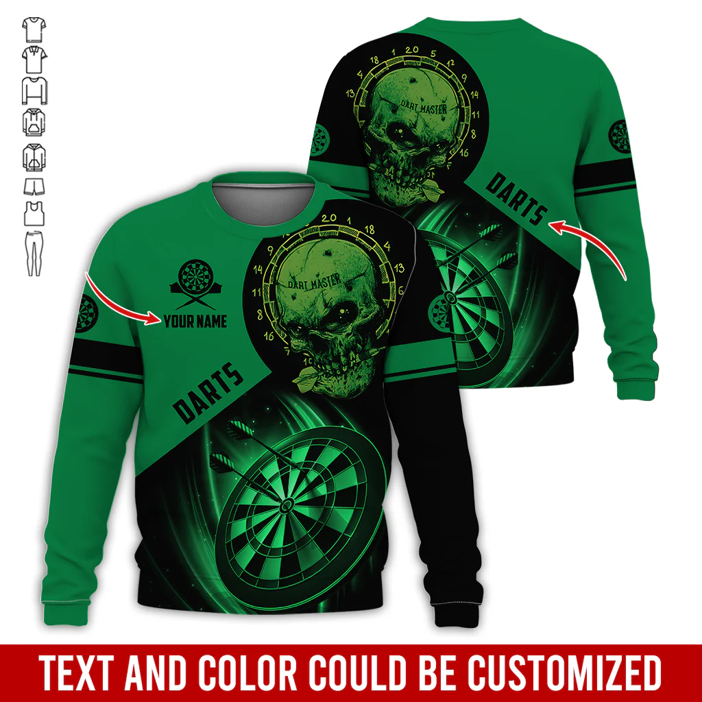 Customized Name & Text Darts Sweatshirt, Personalized Name Skull Master Darts Sweatshirt For Men & Women - Gift For Darts Lovers, Darts Players - Image 11