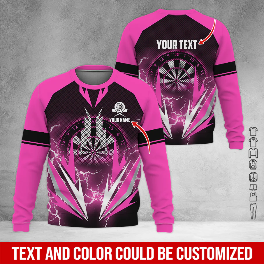 Customized Name & Text Darts Sweatshirt, Personalized Name Thunder Darts Sweatshirt For Men & Women - Gift For Darts Lovers, Darts Players - Image 10