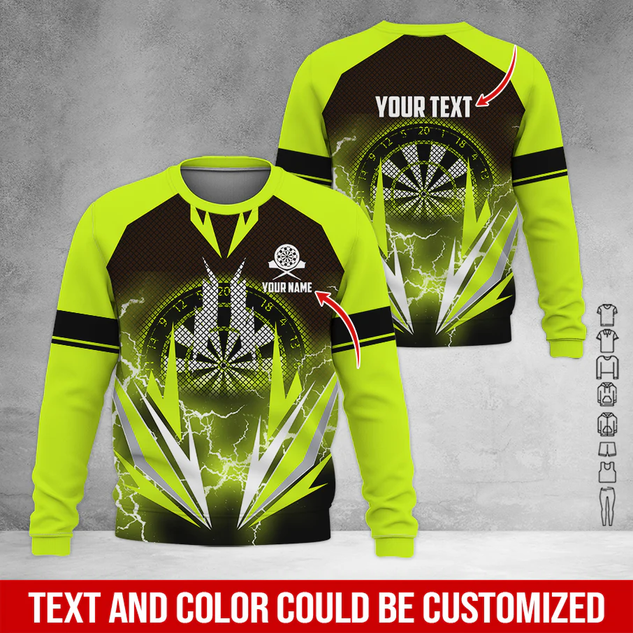 Customized Name & Text Darts Sweatshirt, Personalized Name Thunder Darts Sweatshirt For Men & Women - Gift For Darts Lovers, Darts Players - Image 4