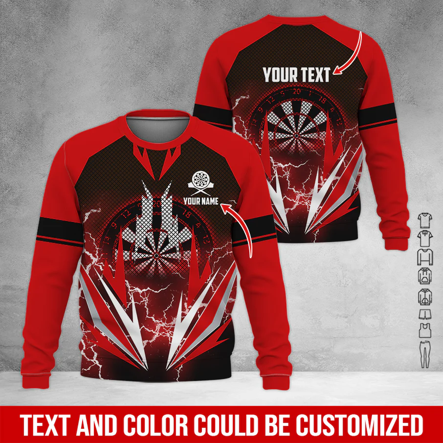 Customized Name & Text Darts Sweatshirt, Personalized Name Thunder Darts Sweatshirt For Men & Women - Gift For Darts Lovers, Darts Players - Image 5