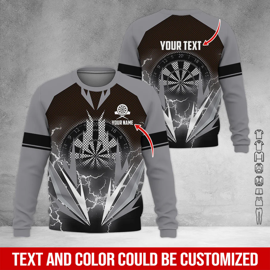 Customized Name & Text Darts Sweatshirt, Personalized Name Thunder Darts Sweatshirt For Men & Women - Gift For Darts Lovers, Darts Players - Image 7