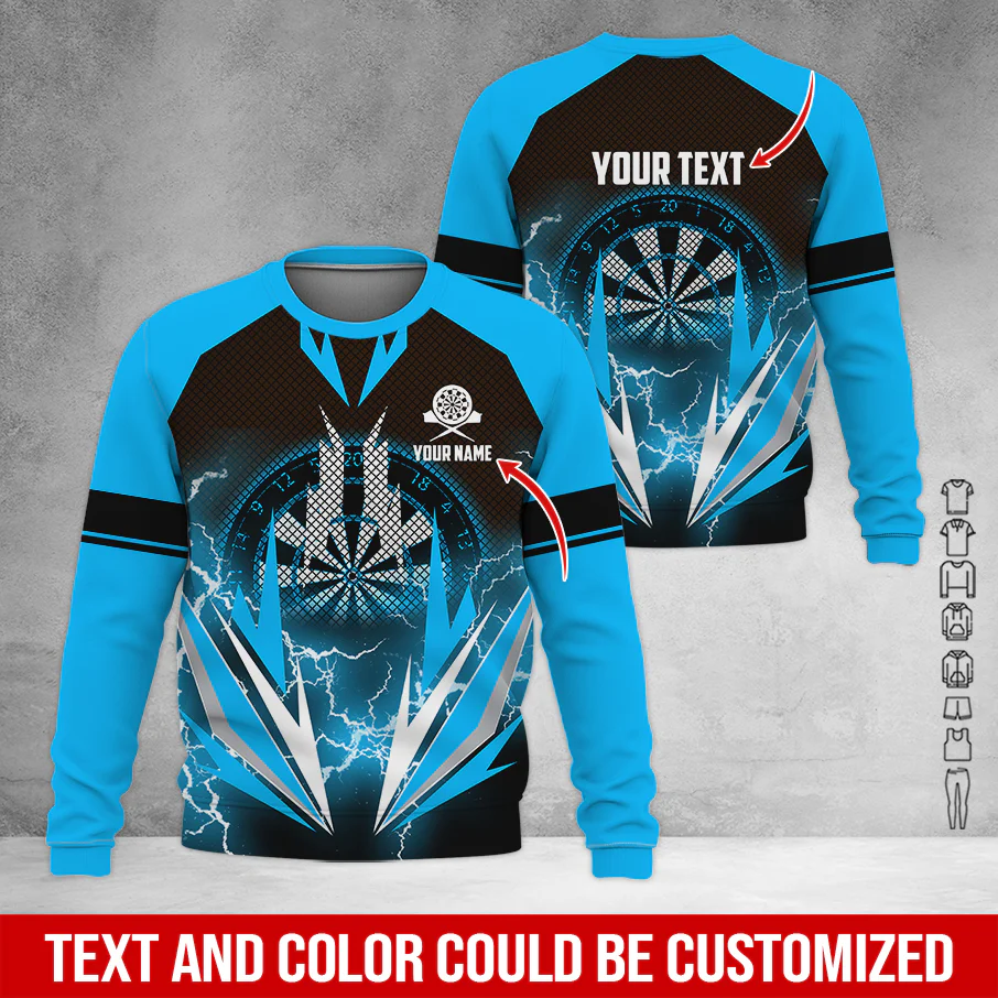 Customized Name & Text Darts Sweatshirt, Personalized Name Thunder Darts Sweatshirt For Men & Women - Gift For Darts Lovers, Darts Players - Image 8