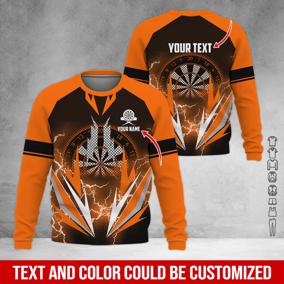 Customized Name & Text Darts Sweatshirt, Personalized Name Thunder Darts Sweatshirt For Men & Women - Gift For Darts Lovers, Darts Players - Image 9