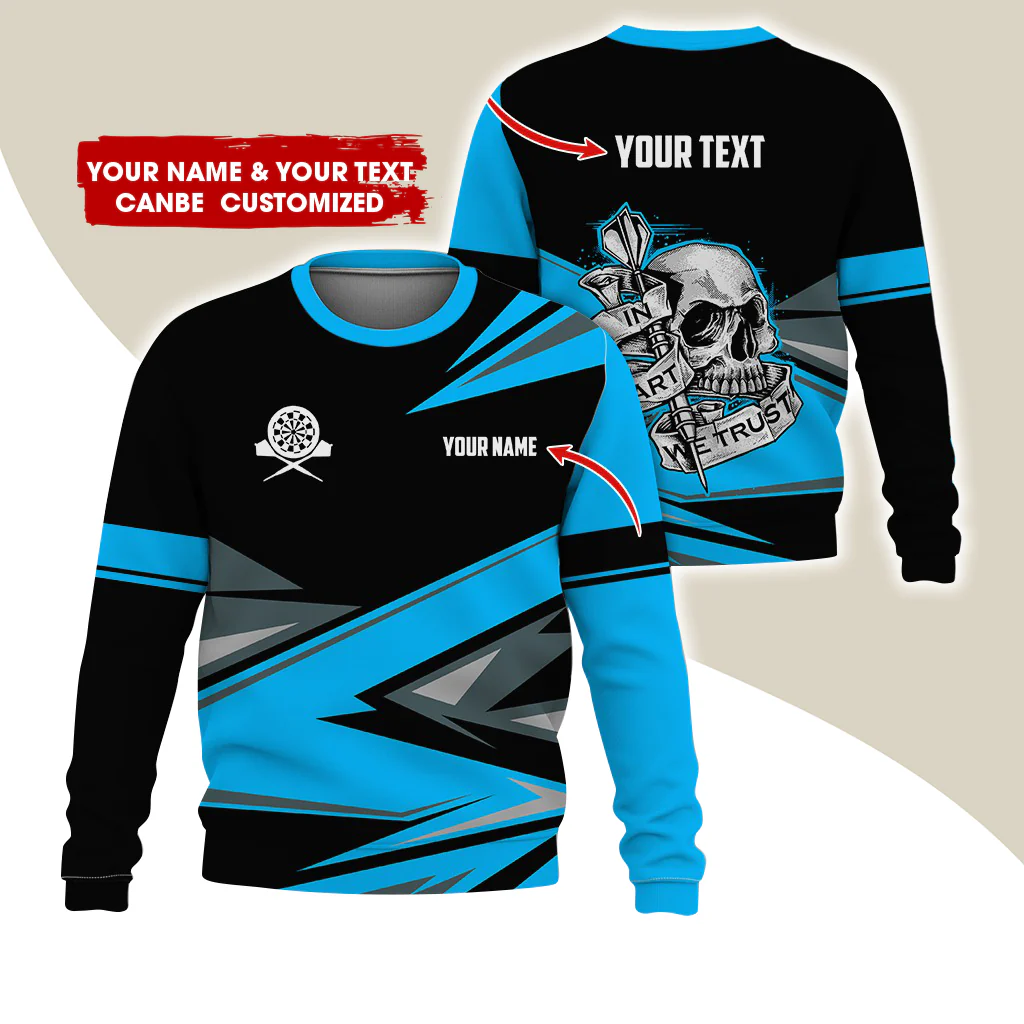 Customized Name & Text Darts Sweatshirt, Personalized Skull Darts Sweatshirt For Men & Women - Gift For Darts Lovers, Darts Players - Image 12