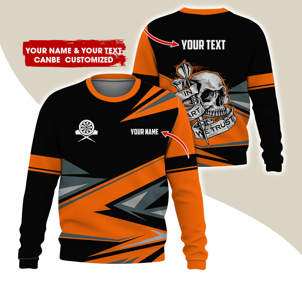Customized Name & Text Darts Sweatshirt, Personalized Skull Darts Sweatshirt For Men & Women - Gift For Darts Lovers, Darts Players - Image 6