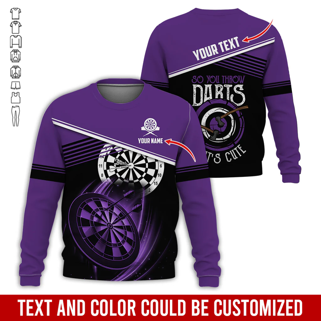 Customized Name & Text Darts Sweatshirt, Personalized So You Throw Darts Sweatshirt For Men & Women - Gift For Darts Lovers, Darts Players - Image 3