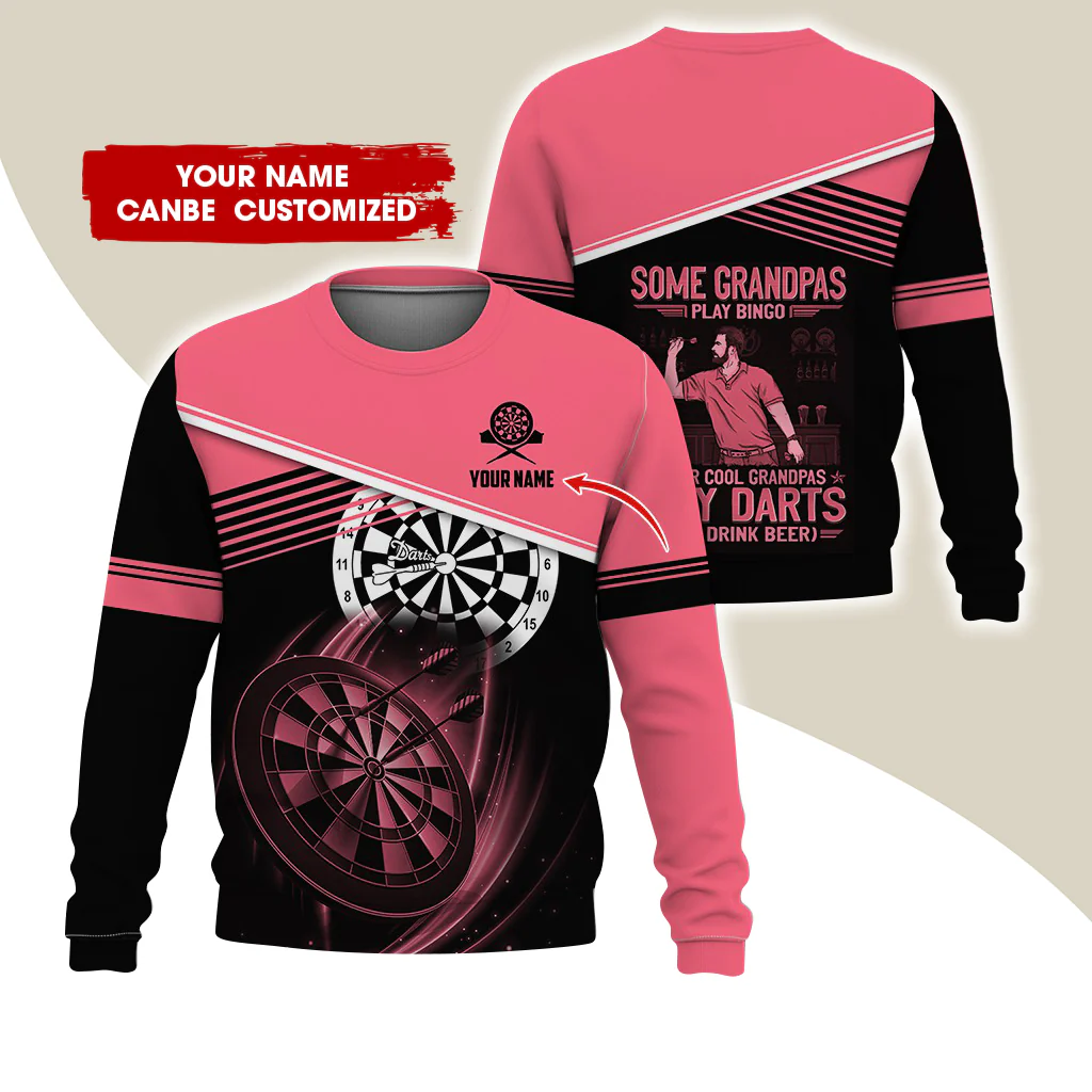 Customized Name & Text Darts Sweatshirt, Personalized Some Grandpas Play Bingo Sweatshirt For Men & Women - Gift For Darts Lovers, Darts Players - Image 5