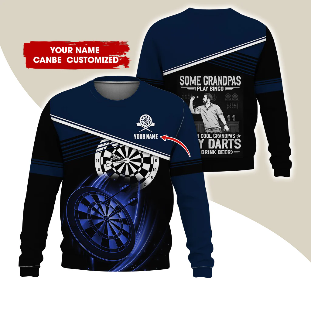 Customized Name & Text Darts Sweatshirt, Personalized Some Grandpas Play Bingo Sweatshirt For Men & Women - Gift For Darts Lovers, Darts Players - Image 8