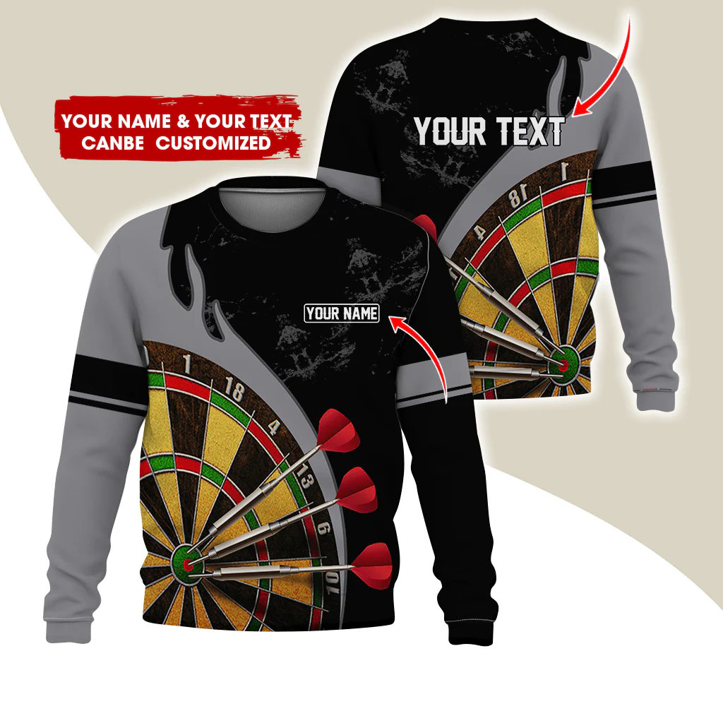 Customized Name & Text Darts Sweatshirt, Personalized Yellow Dartboard Sweatshirt For Men & Women - Gift For Darts Lovers, Darts Players - Image 11