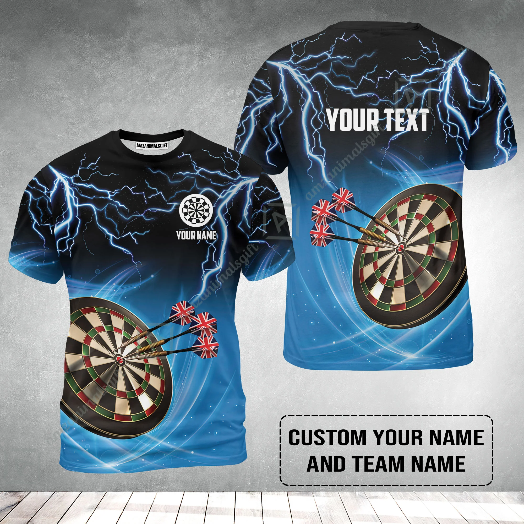 Customized Name & Text Darts T-Shirt, Kingdom of England Darts Personalized Darts T-Shirt - Image 2