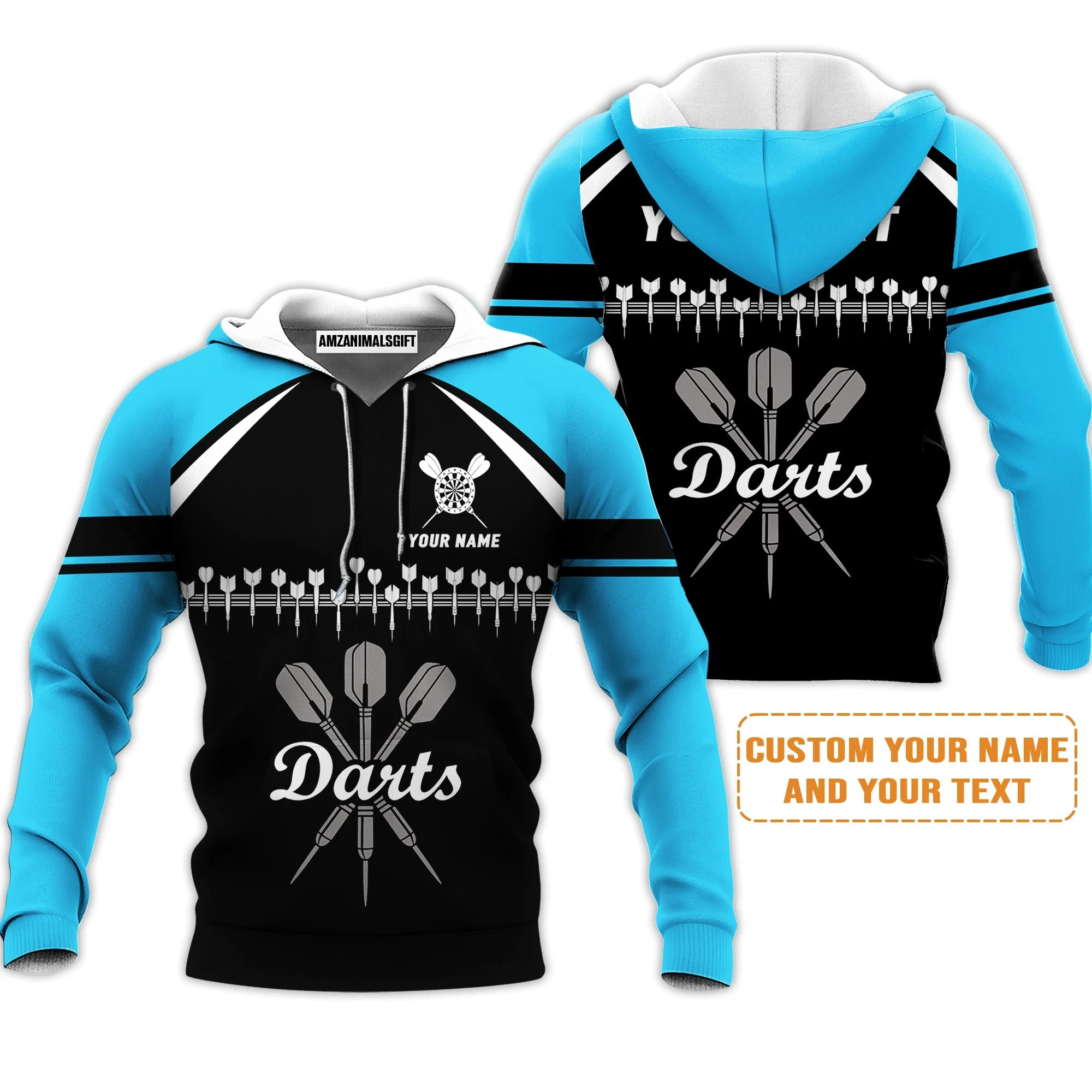 Customized Name & Text Darts T-Shirt, Personalized Darts Team Blue T-Shirt - Perfect Gift For Darts Lovers - Image 5