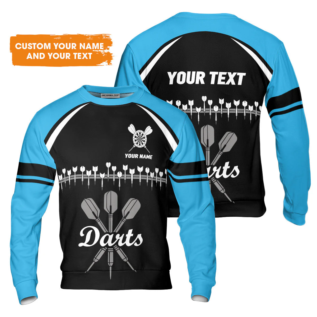 Customized Name & Text Darts T-Shirt, Personalized Darts Team Blue T-Shirt - Perfect Gift For Darts Lovers - Image 6